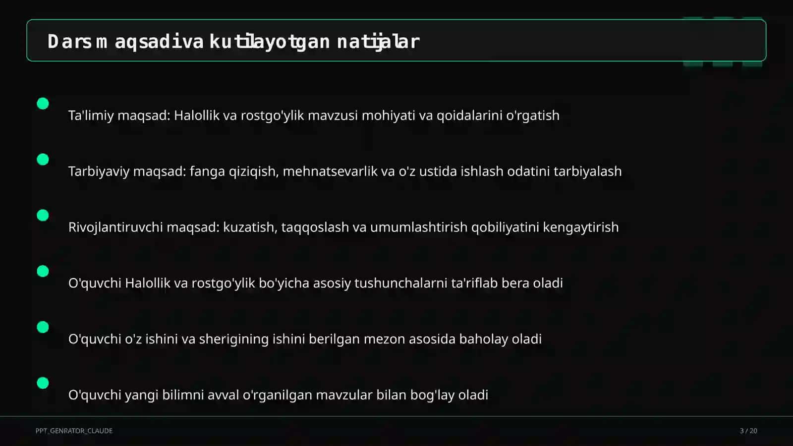 Halollik va rostgo'ylik (2-sinf) 3