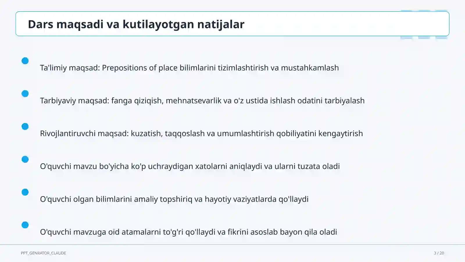 Prepositions of place (4-sinf) 3