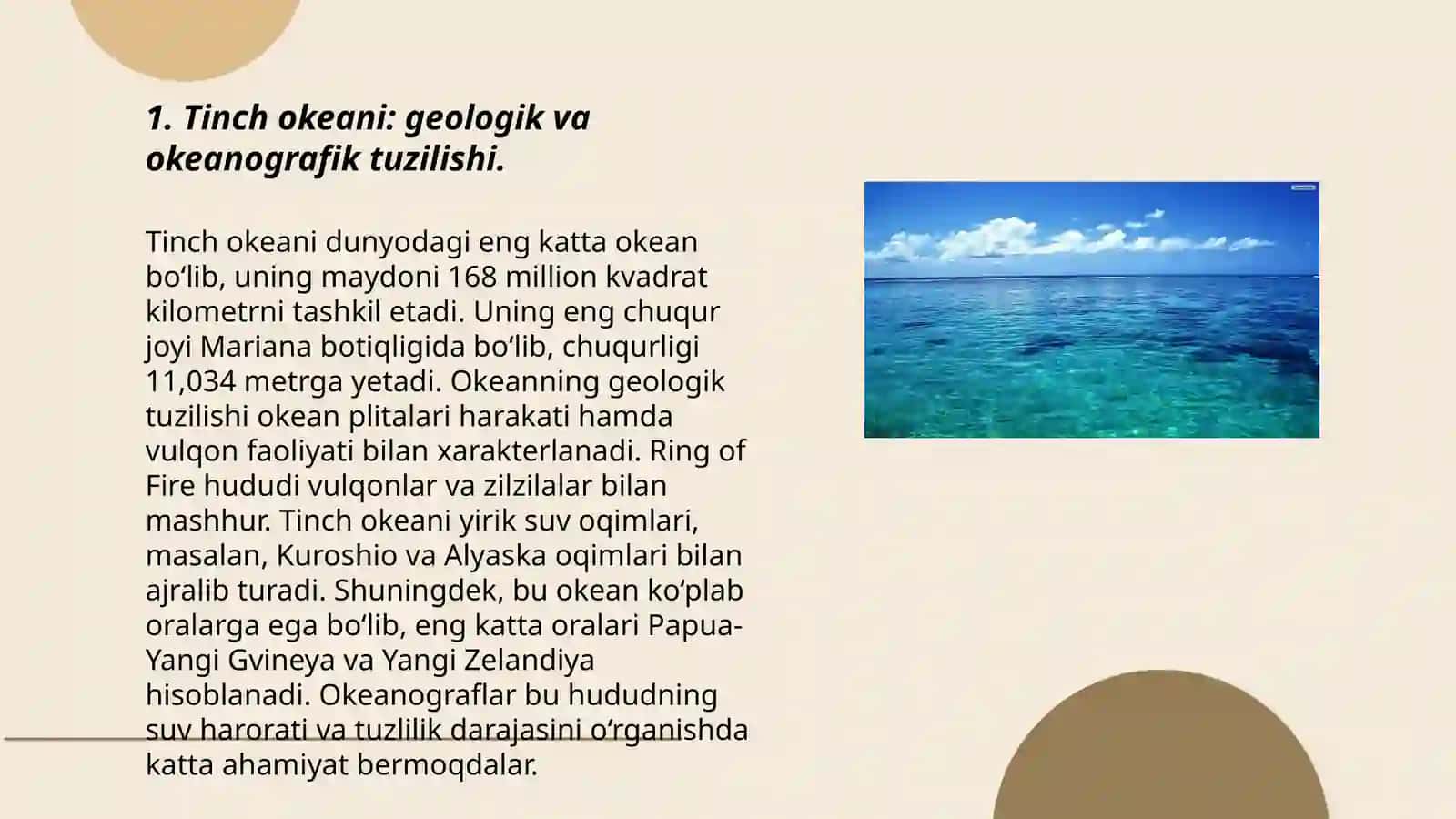 Tinch okeani: geologik va okeanografik tuzilishi 3