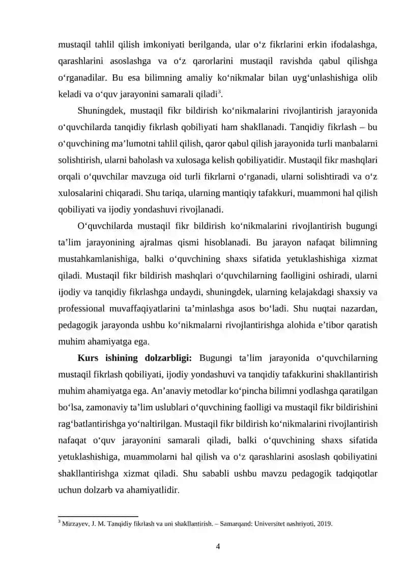 Oʼquvchilarda mustaqil fikr bildirish mashqlarini shakllantirish 3