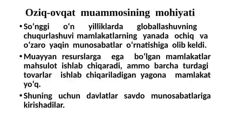 Oziq-ovqat  muammosi va uni  yaxshilash  yo‘nalishlari 3