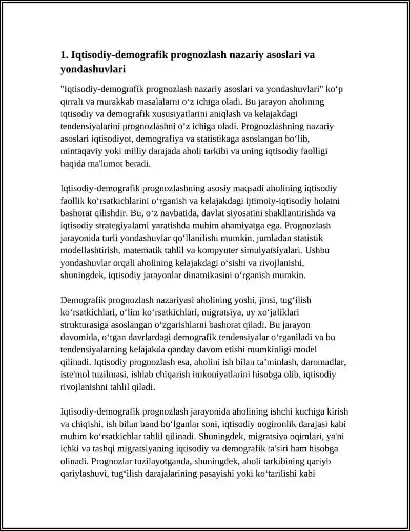 IQTISODIY DEMOGRAFIK PROGNOZLASH: METODLAR VA YONDASHUVLAR 3
