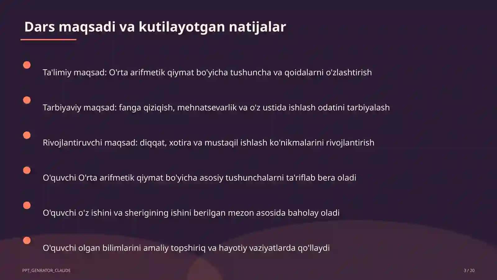 O'rta arifmetik qiymat (5-sinf) 3
