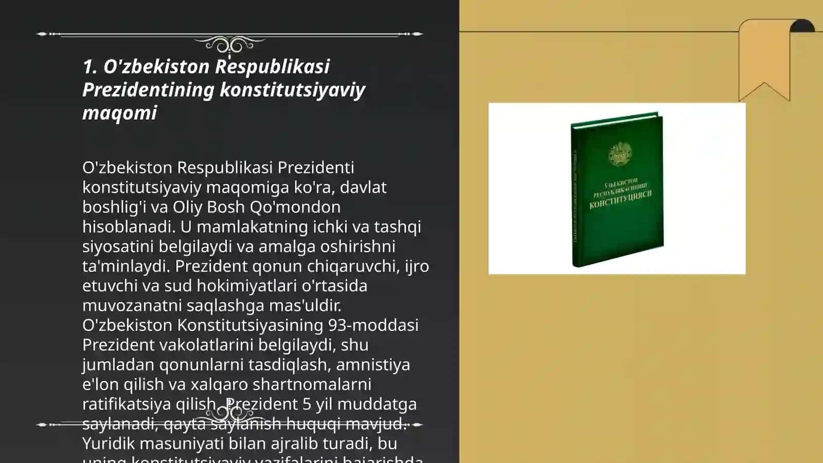 O'zbekiston Respublikasi Prezidentining konstitutsiyaviy-huquqiy maqomi 3
