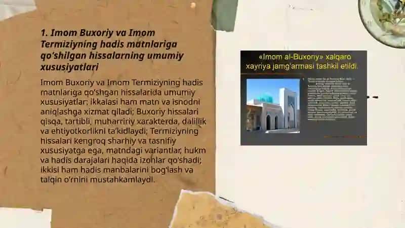 Imom Buxoriy va Imom Termiziyning hadis qoʻshilgan hissalari qiyosiy tahlili 3