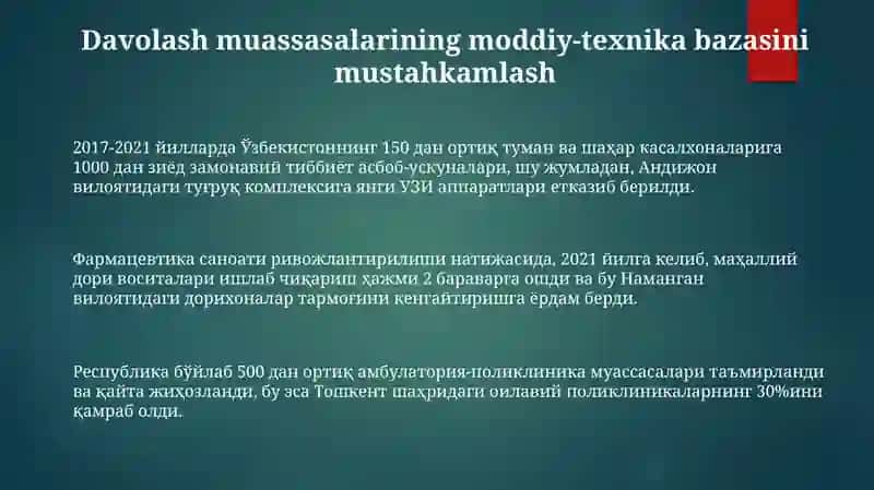 Sog'liqni saqlash tizimini rivojlantirish 3