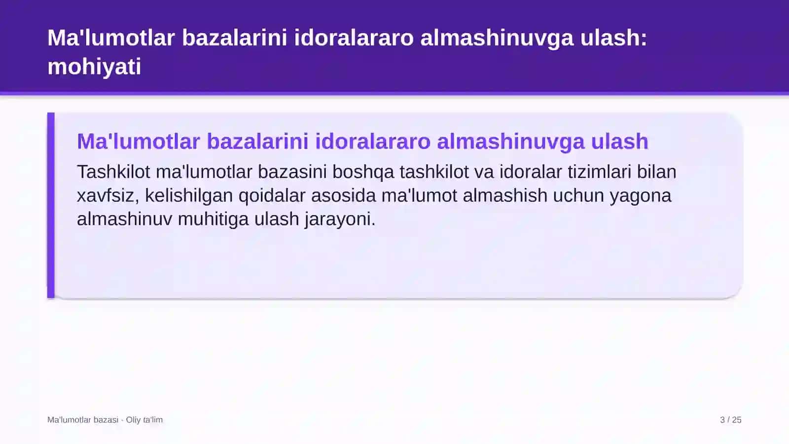 Aeroportlarda ma'lumotlar bazalarini idoralararo almashinuvga ulash 3