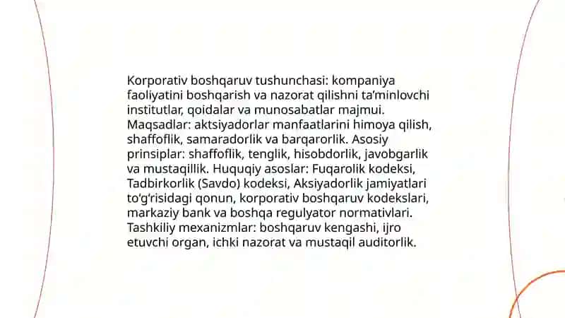 Korporativ boshqaruvning huquqiy va institutsional asoslari 3