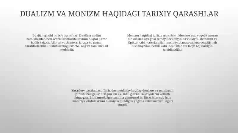 Insonni Tushunishga Dualizm Va Monizm Nuqtai Nazaridan Yondashuv 3