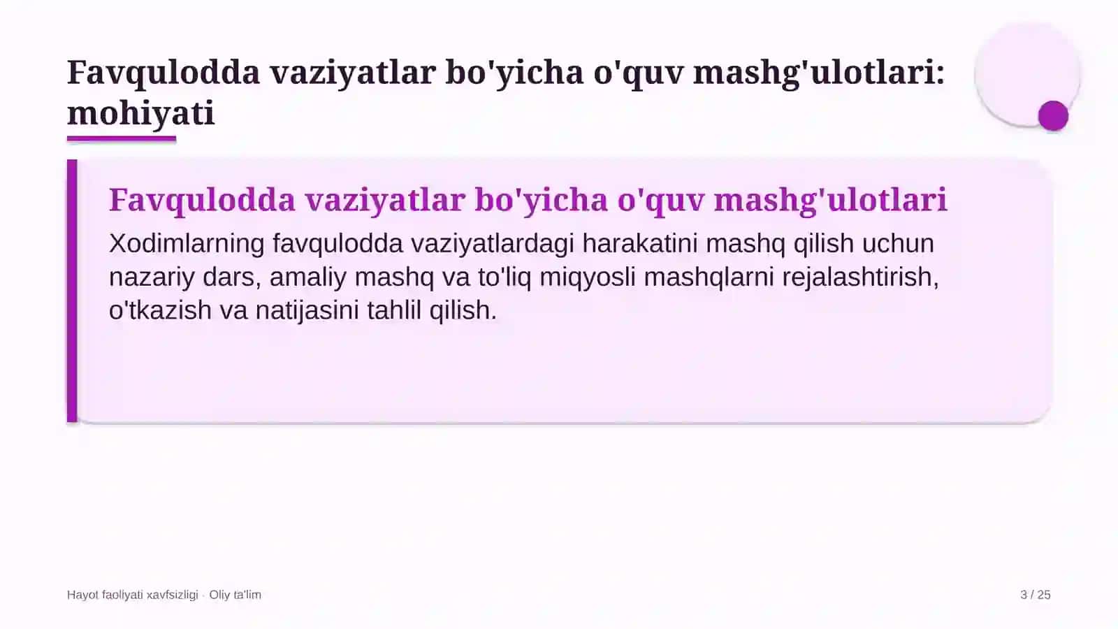 matbuot xizmatlarida favqulodda vaziyatlar bo'yicha o'quv mashg'ulotlari o'tkazish 3397 3