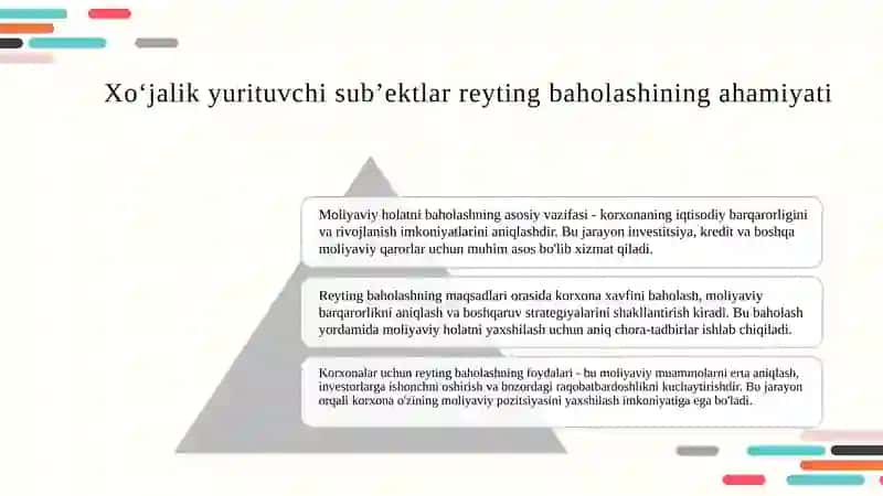 Korxonalar moliyaviy holatini reyting baholash va tahlil qilish 3