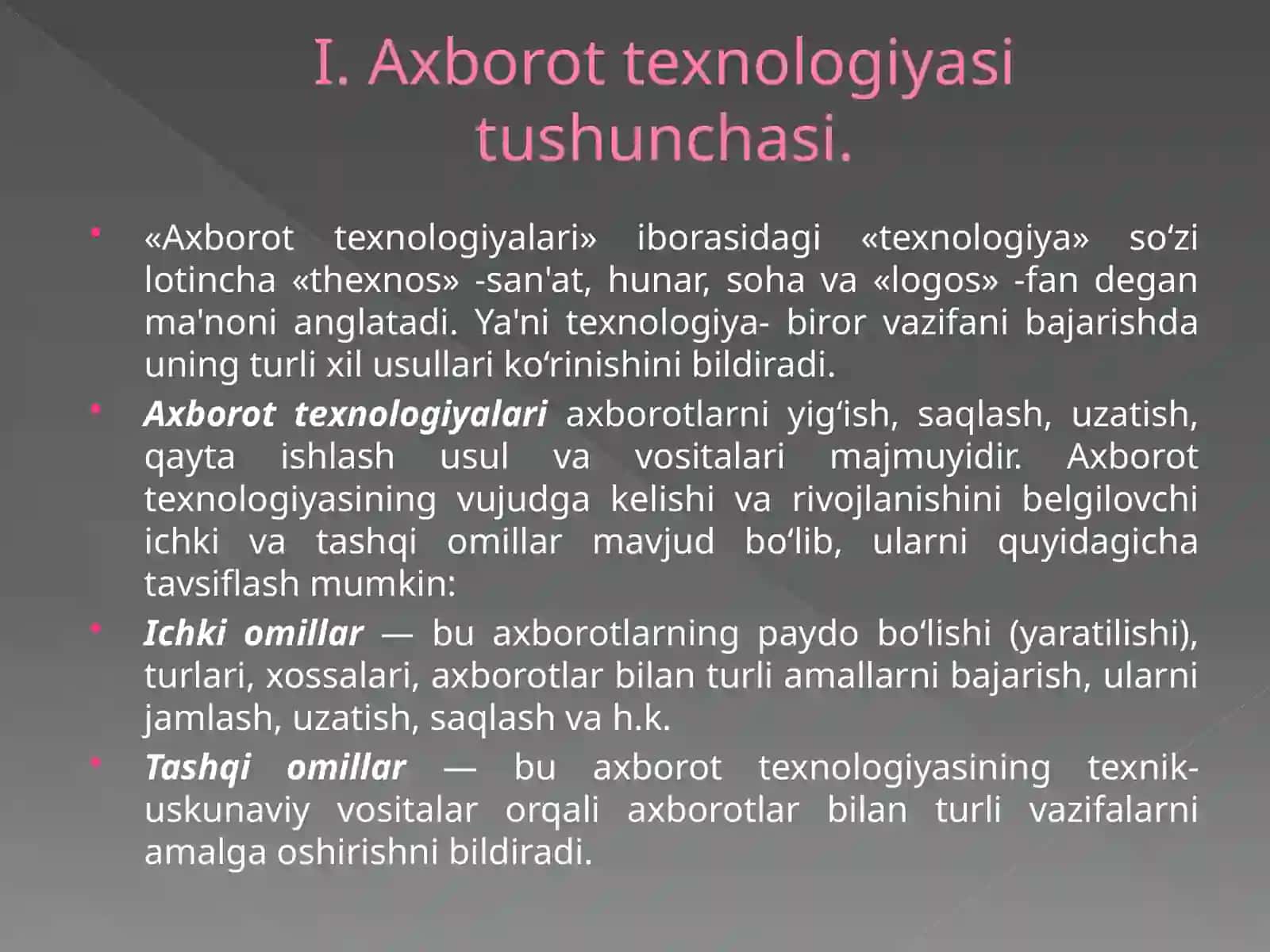 IQTISODIYOTDA AXBOROT-KOMMUNIKATSIONTEXNOLOGIYALAR VA TIZIMLAR FANIGA KIRISH 3