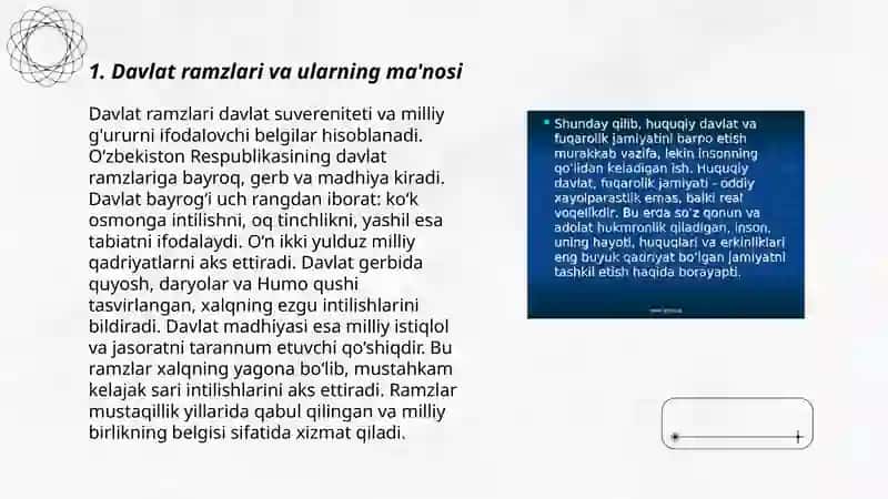 O'quvchilarga fuqorolik tarbiyasini berish jarayonida davlat ramzlari madhiya gerbi bayroqdan foydalanish 3