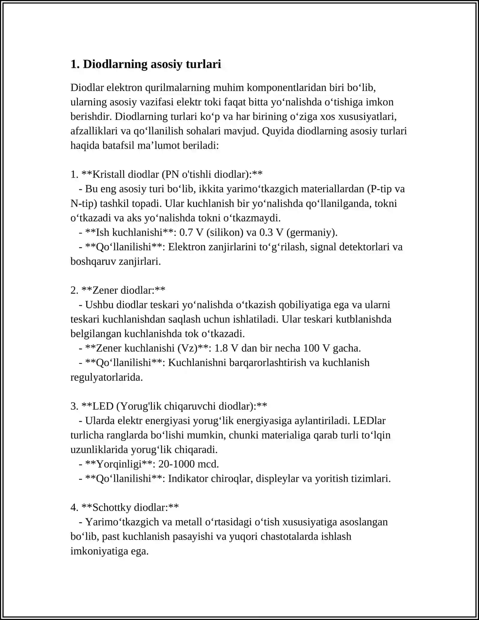 DIOD VA UNING XARAKTERISTIKALARI 3