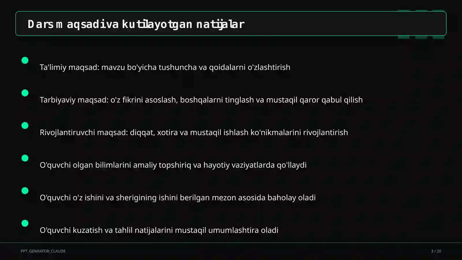 Matematika (1–4) — takrorlash darsi uchun 3