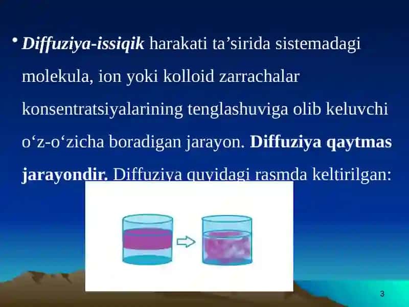DIFFUZIYA VA OSMOS. OSMOTIK BOSIM QONUNLARI 3