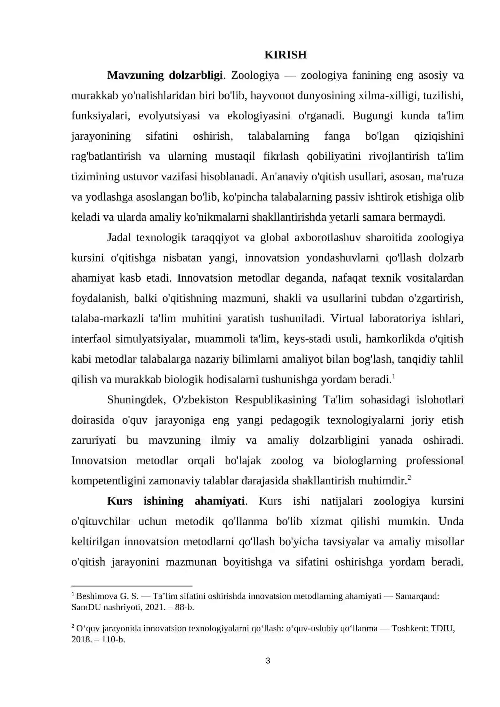BIOLOGIYA OʻQITISH METODIKASI FANIDAN” 3
