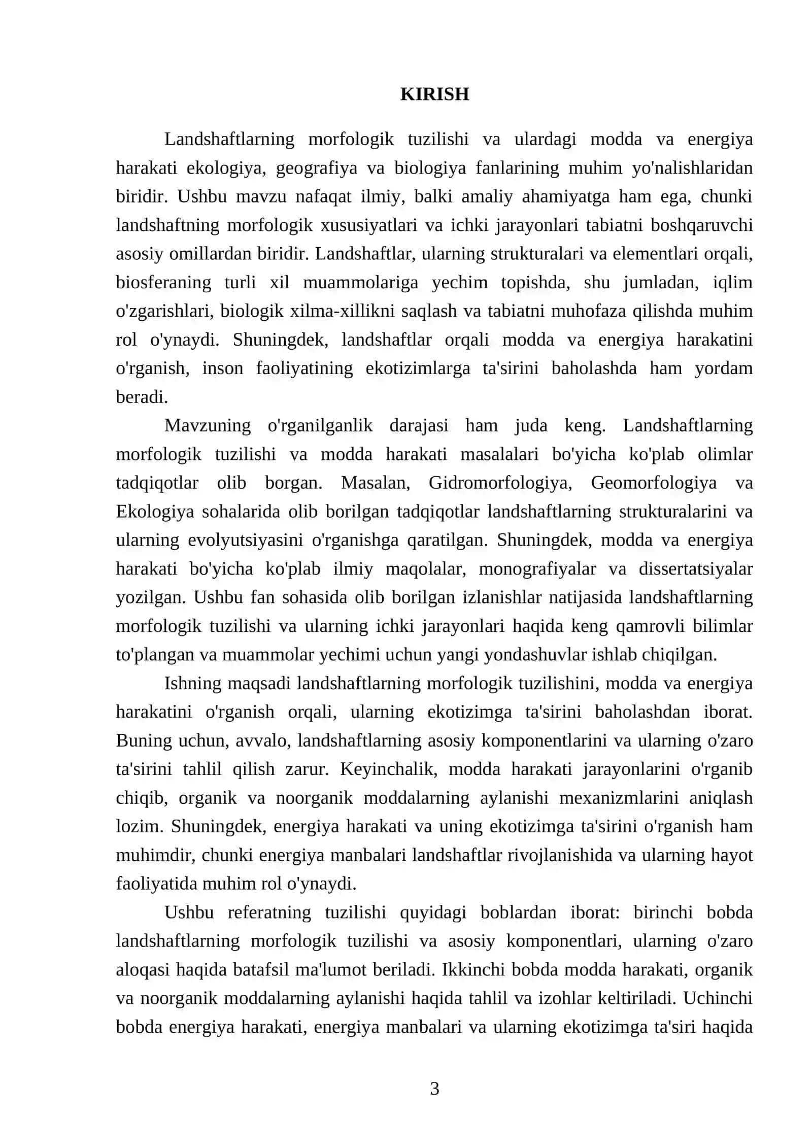 Landshaftlarning morfologik tuzilishi. Landshaftlarda modda va energiya harakati 3