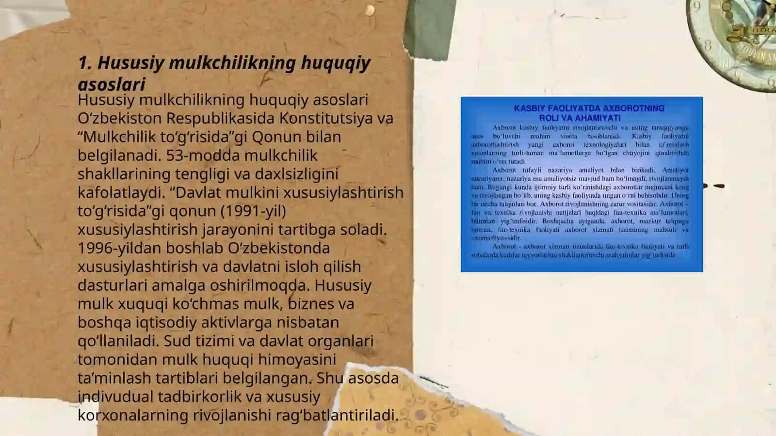 Iqtisodiy islohatlar hususiy mulkchilikning shakillanishi 3