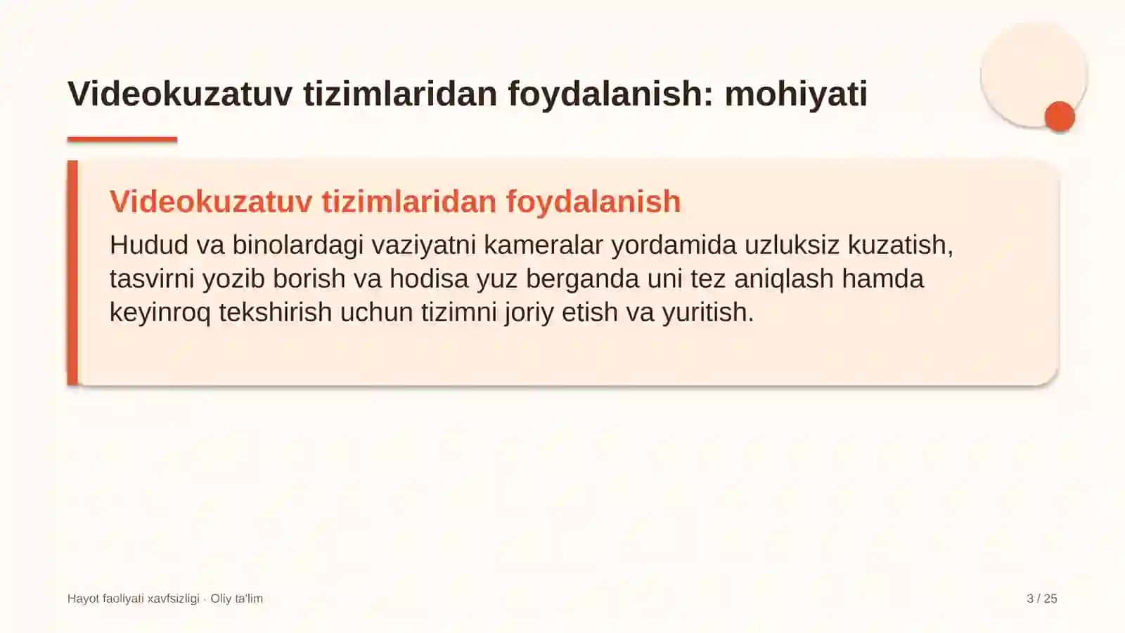 Hayot faoliyati xavfsizligi · Oliy ta'lim 3