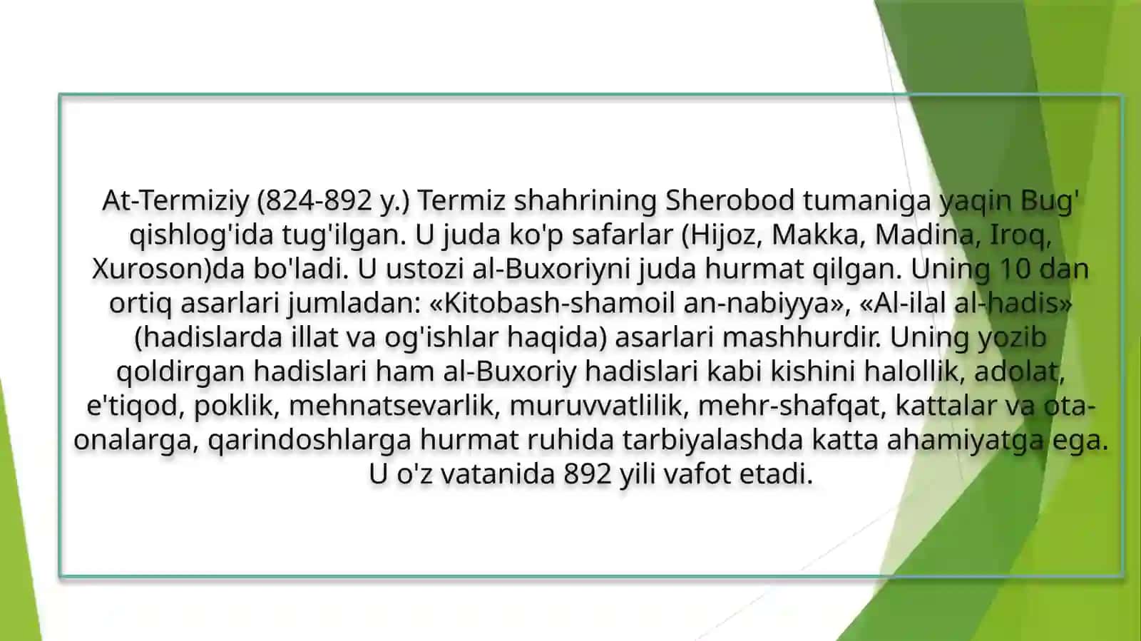 Imom at - Termiziy inson shaxsining axloqiy qiyofasi to' g'risida 3