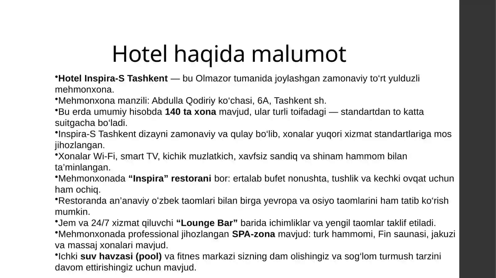 Inspra - S hotel yillik daromad hisoboti 3