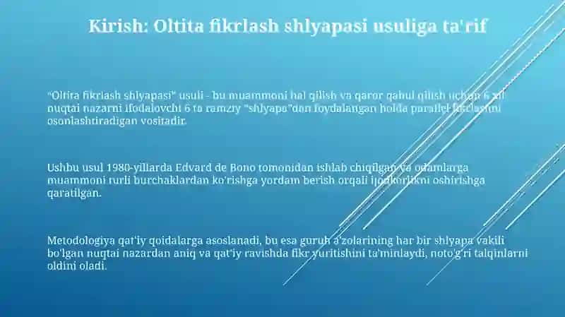 Oltita fikrlash shlyapasi usuli 3