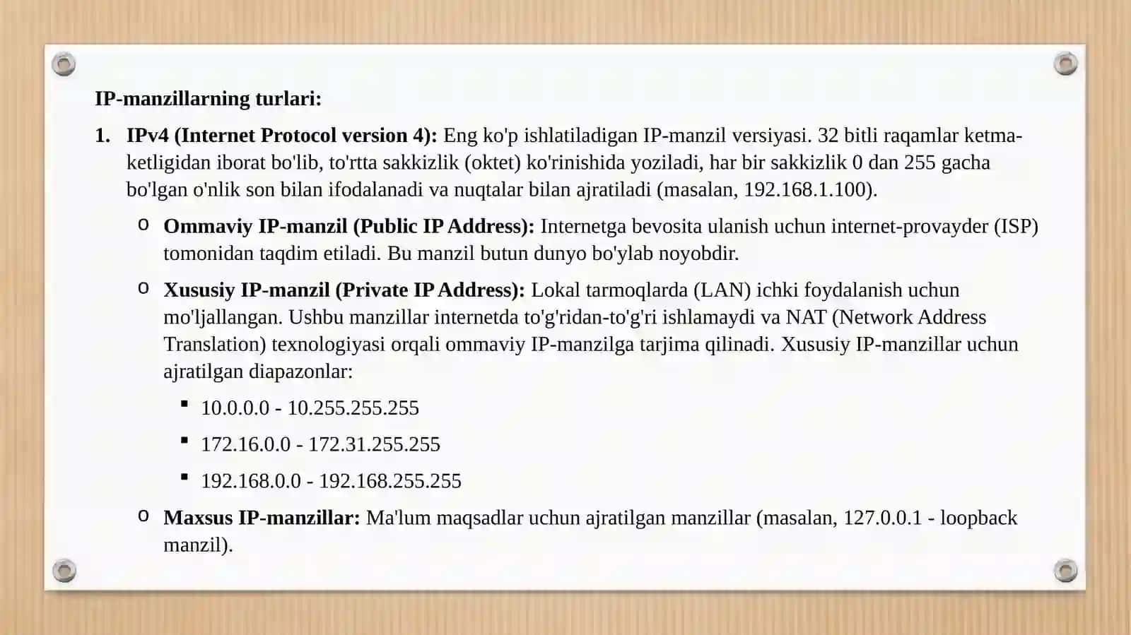 HakimovaShohida IP-manzillar va tarmoq interfeyslarini sozlash 3