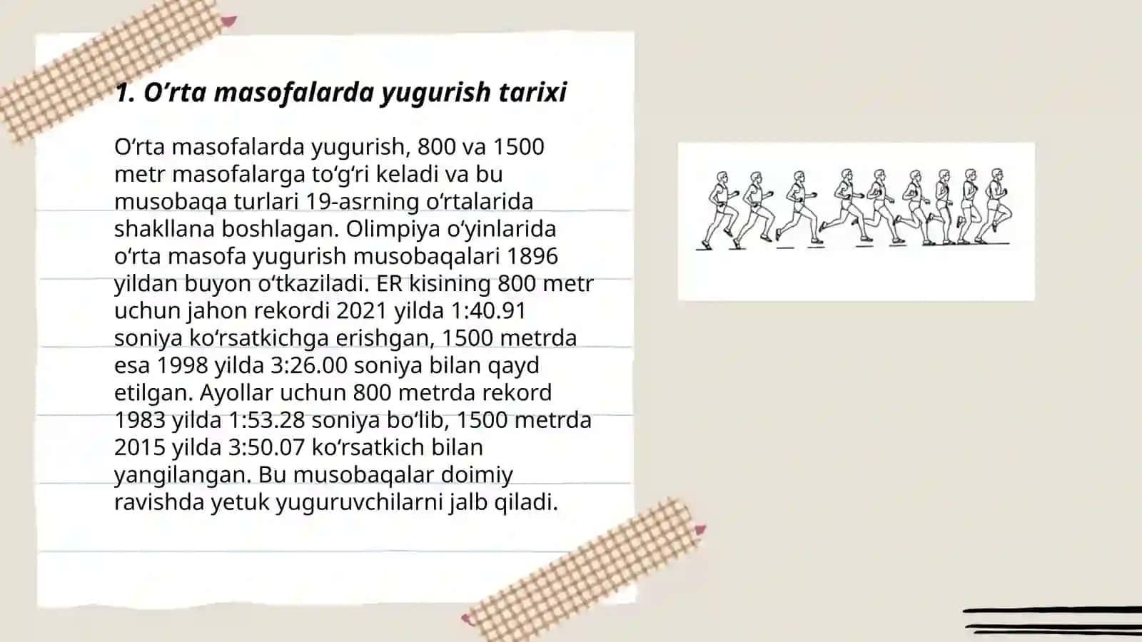О’rta masofalarda yugurish turlari va ularni texnikasini o’rganish 3