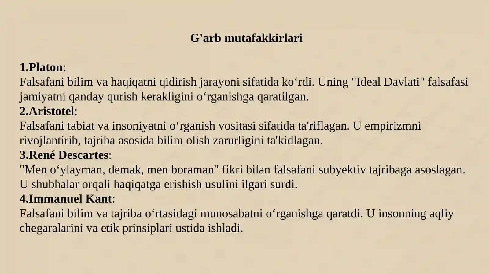 Falsafaning mohiyati va oid Sharq va G'arb mutaffakirlarining ta'riflari 3