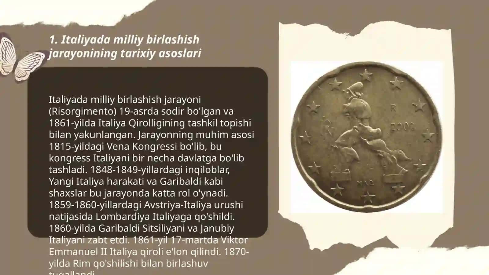 Italiyada milliy birlashish jarayonlari. Italiya qirolligining tashkil topishi 3