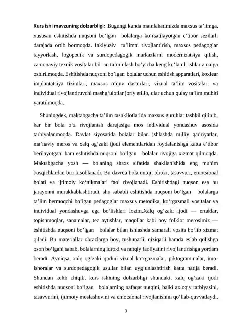 Eshitishda nuqsoni bo’lgan maktabgacha tarbiya yoshidagi bolalarga talim-tarbiya berishda xalq og’zaki ijodidan foydalanish 3