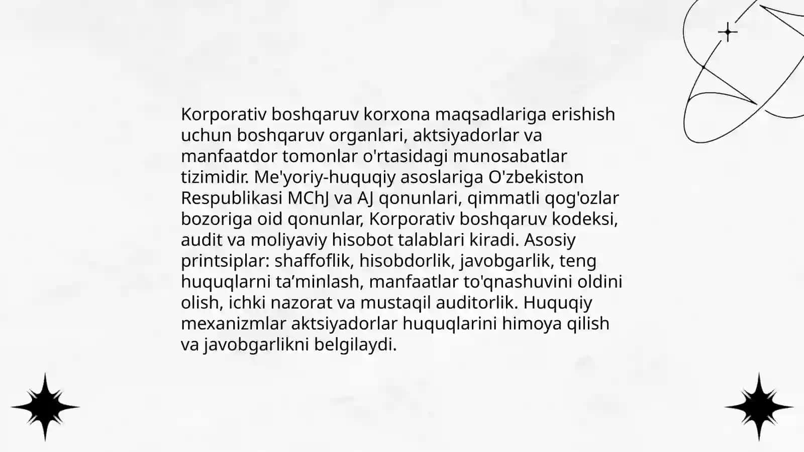 Korporativ boshqaruvning me'yoriy huquqiy asoslari 3
