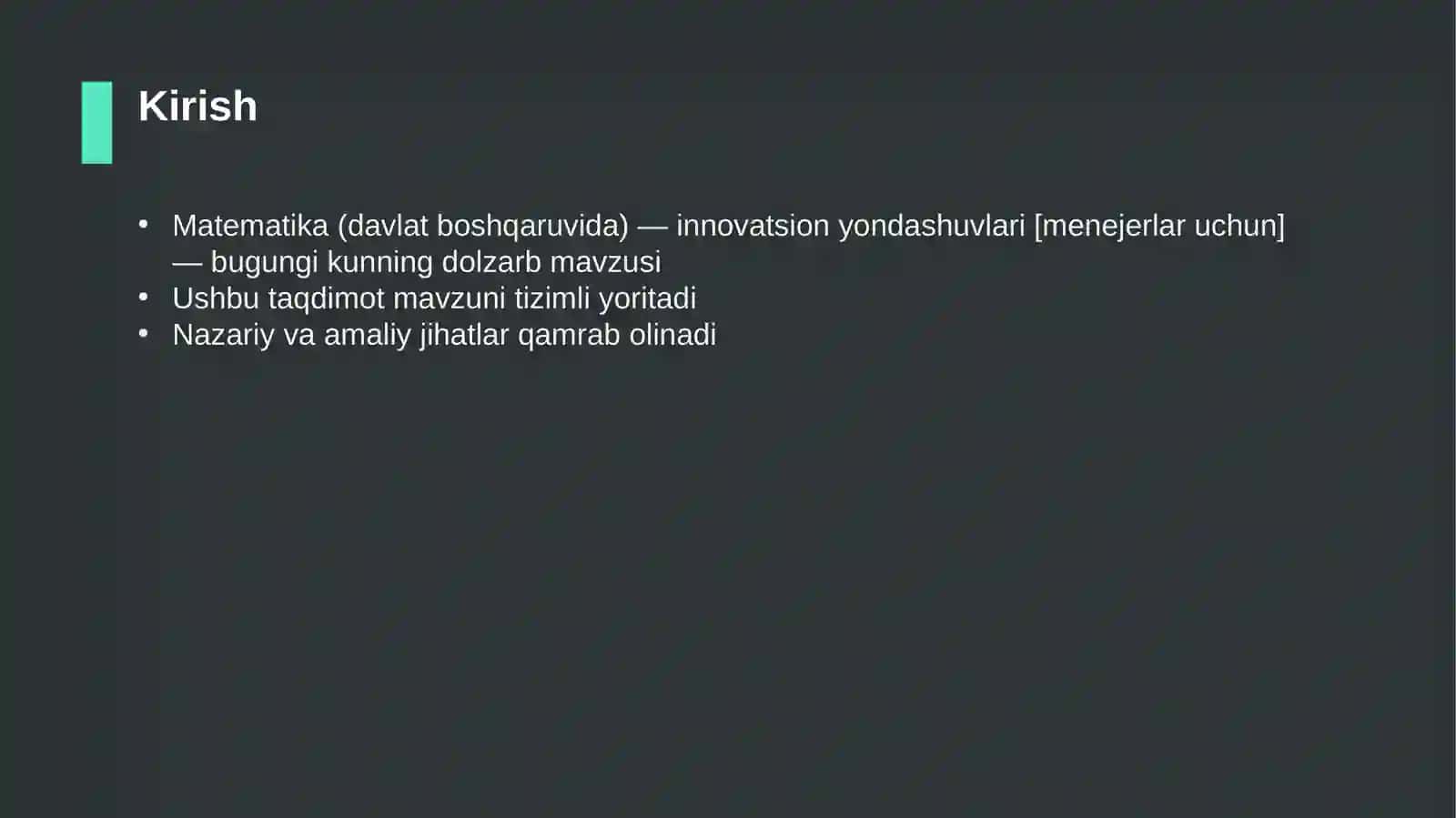 Matematika (davlat boshqaruvida) — innovatsion yondashuvlari [menejerlar uchun] 3