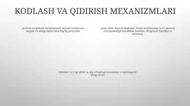 Xotira Bilan BogʻLik Hodisalar.Tafakkur Va Ong 3