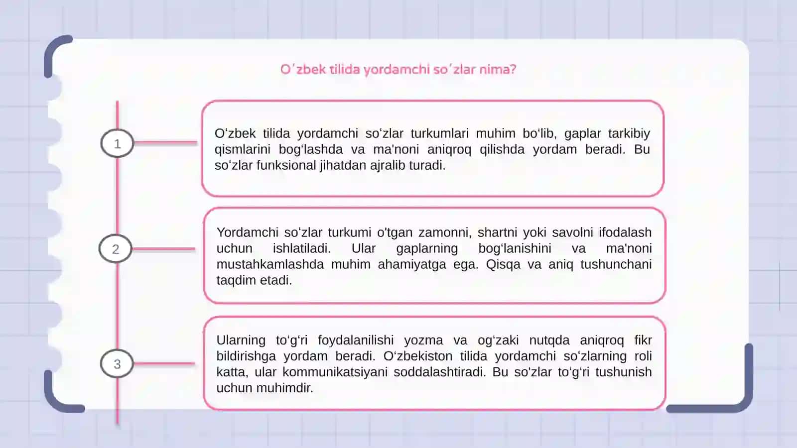 Oʻzbek tilida yordamchi soʻz turkumlari 3