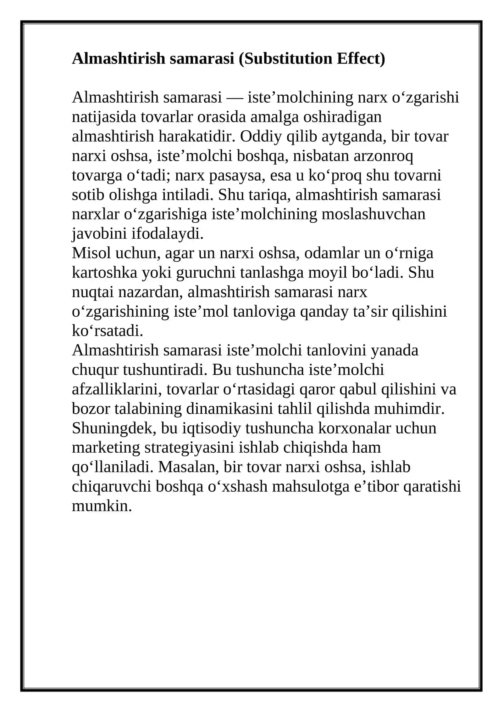 Almashtirish samarasi 3