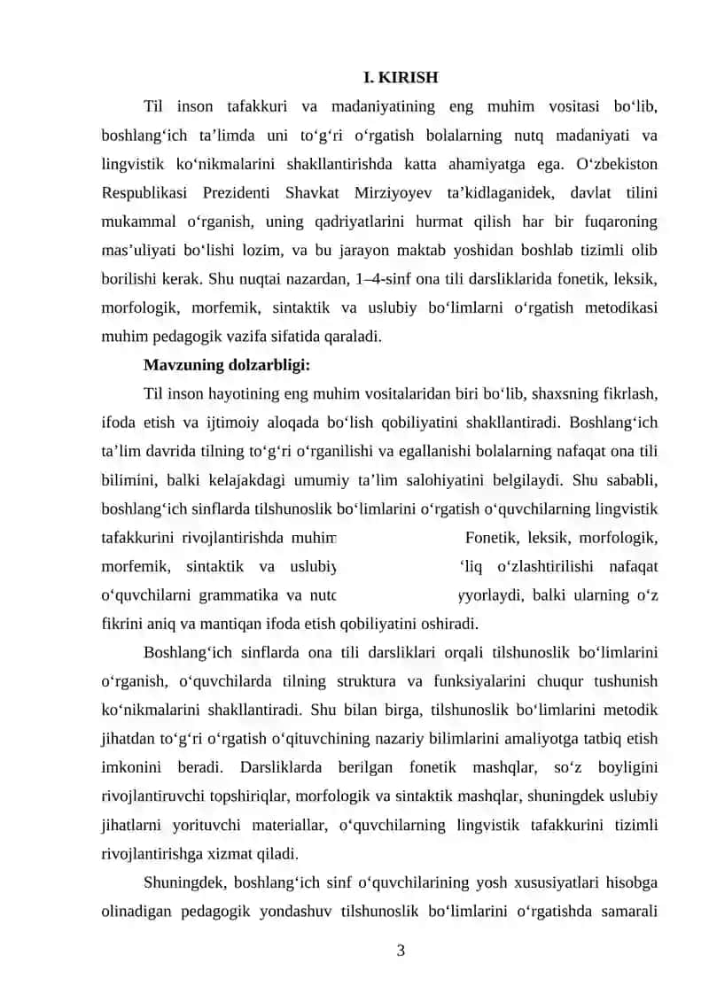 Boshlang‘ich sinf ona tili darsliklarida tilshunoslik bo‘limlarini o‘rgatish metodikasi 3