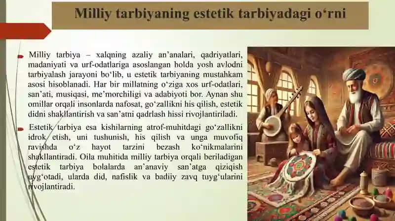 Oilada milliy tarbiya asosida estetik tarbiya berish 3