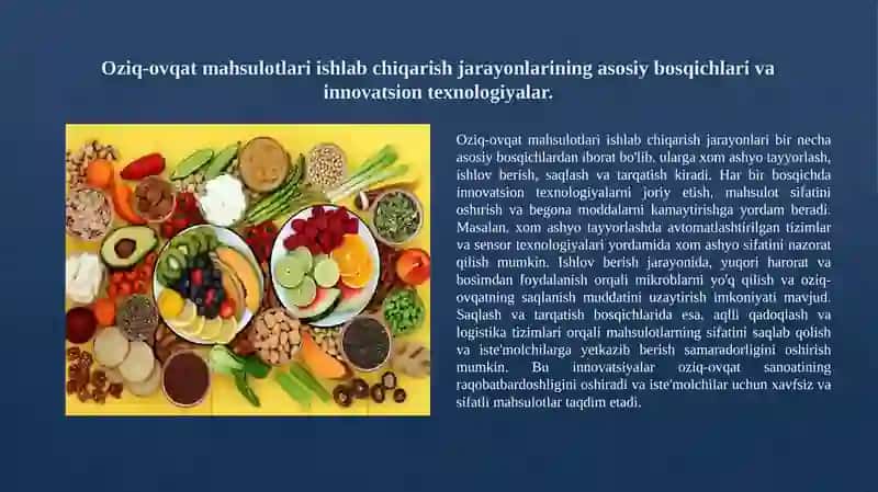 Oziq-ovqat mahsulotlari ishlab chiqarish texnologiyalari 3
