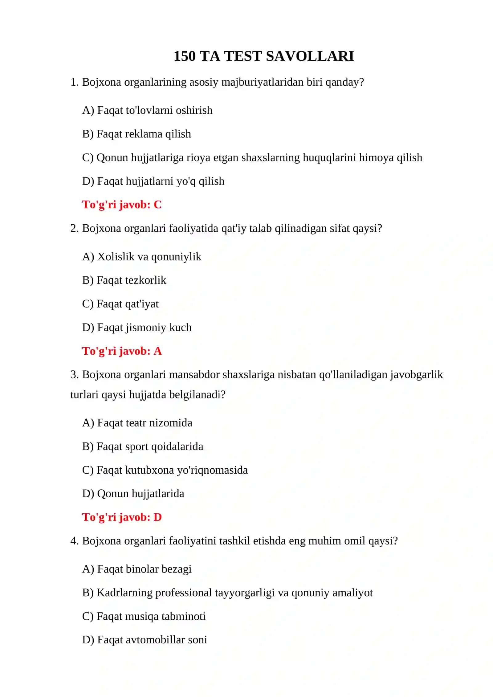 BOJXONA HUQUQI BO'YICHA SAVOLLAR 3
