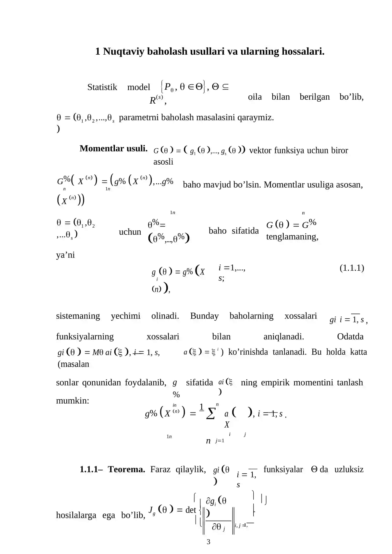 Haqiqatga eng yaqin baholash usulining xossalari 3