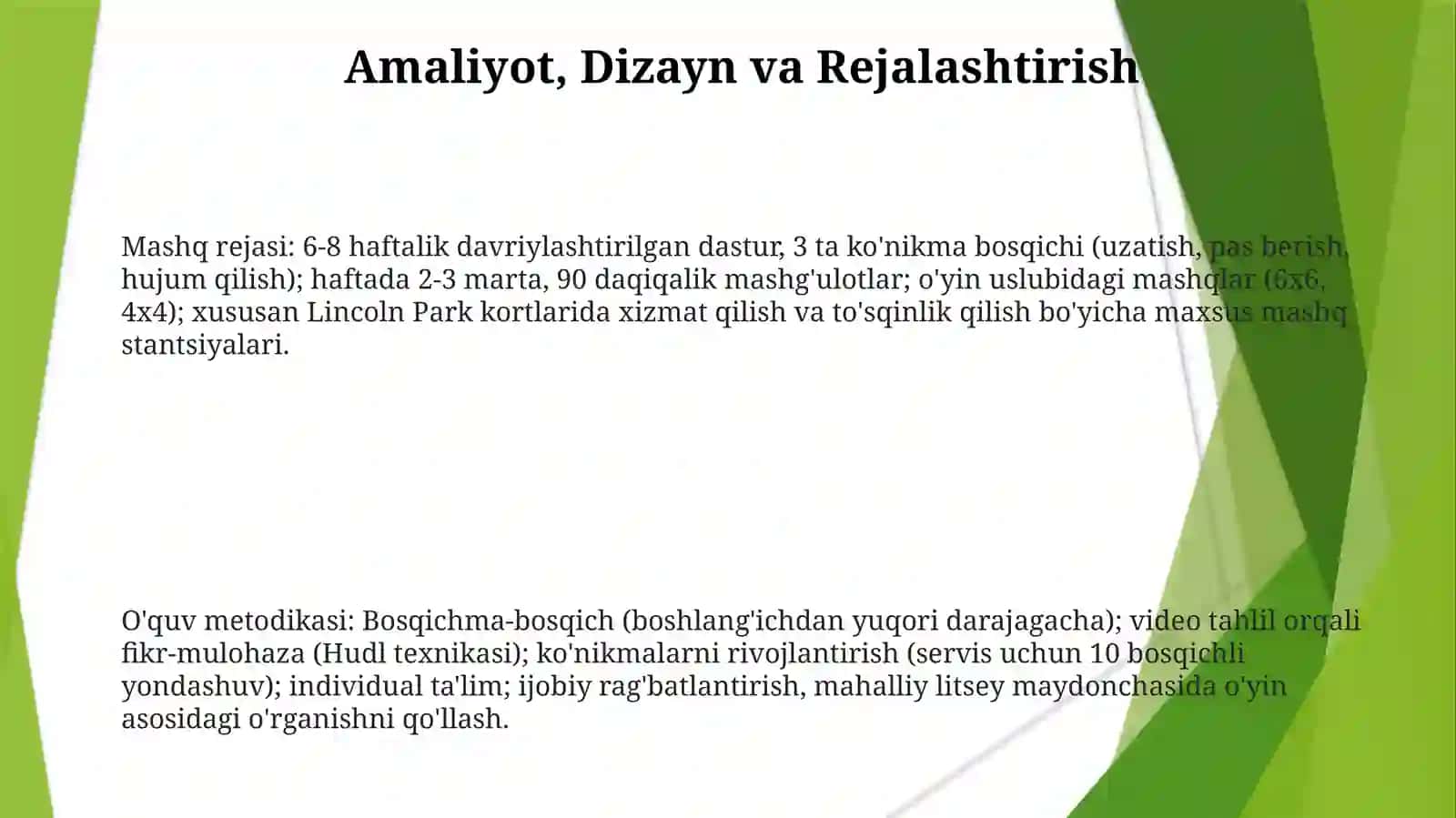 Voleybolt texnikasi va taktikasini o'rgatish uslubiyati 3
