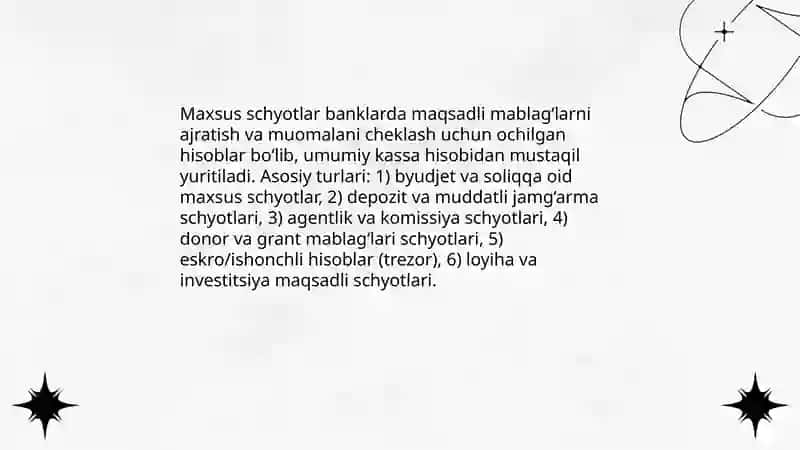 Maxsus schyotlardagi pul mablagʻlari hisobi 3