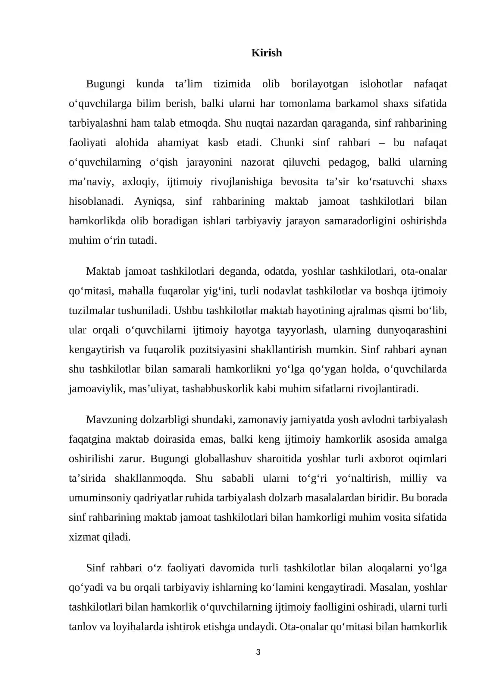 KURS ISHI "TARBIYA VA HUQUQ FANINI O’QITISH METODIKASI" 3