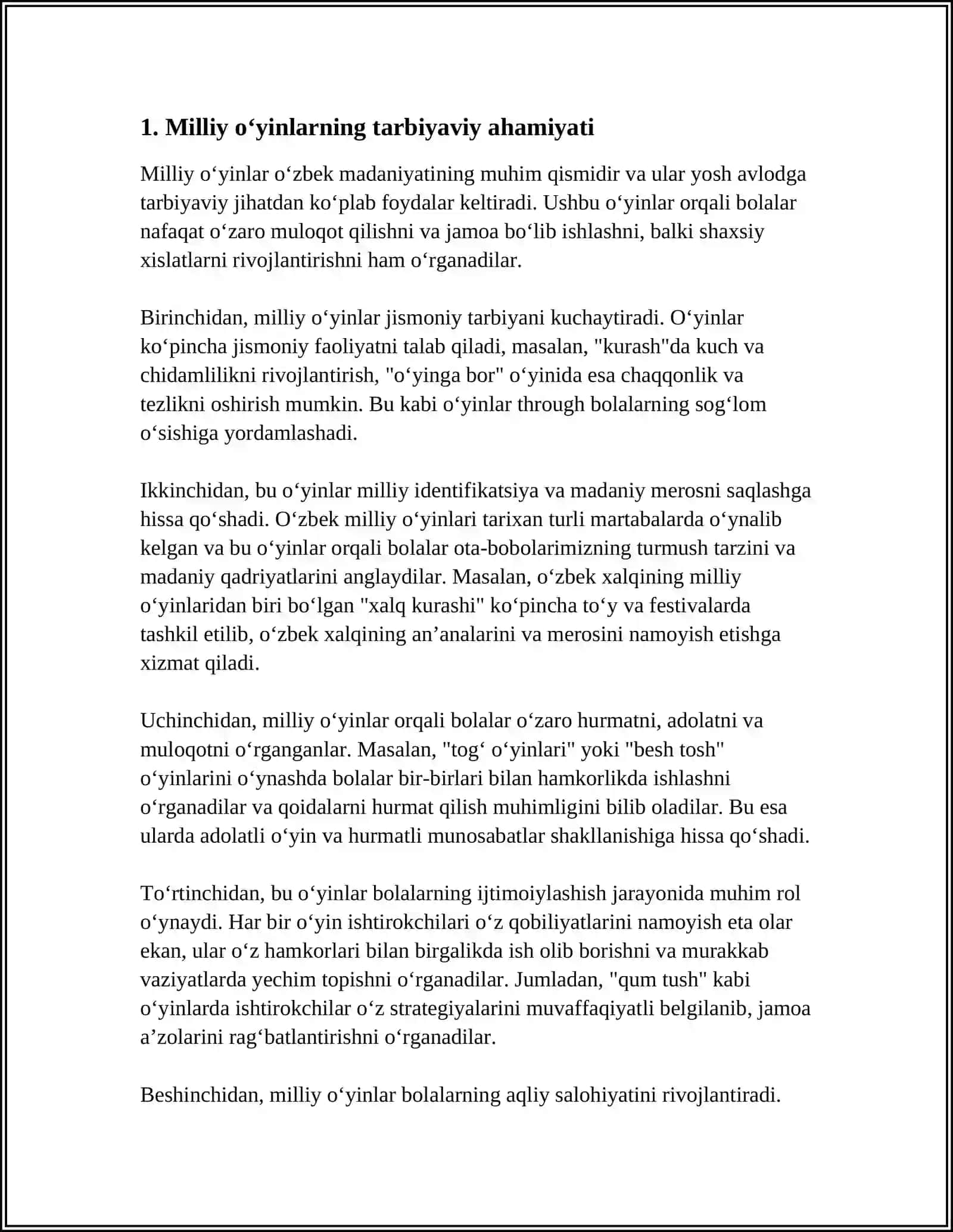 DARSDAN TASHQARI MASHGULOTLARDA MILLIY HARAKATLI OʻYINLARDAN FOYDALANISH 3
