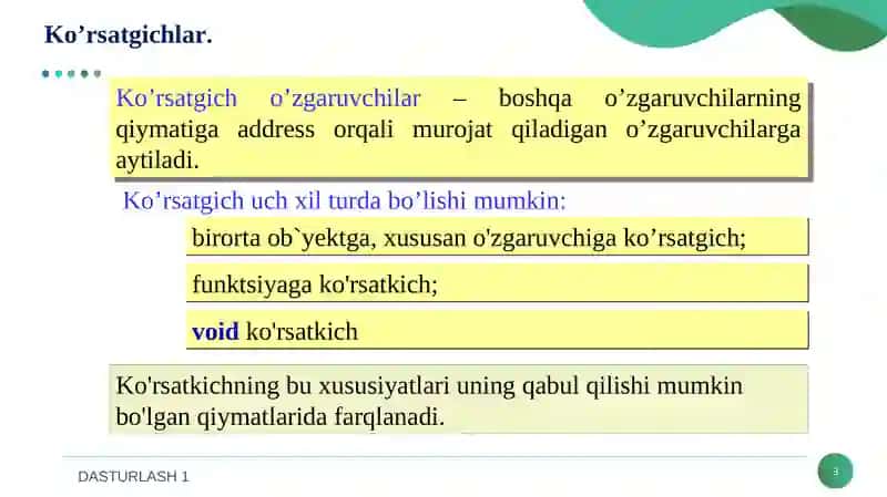 Ma’ruza rejasi Dinamik Massivlar 3