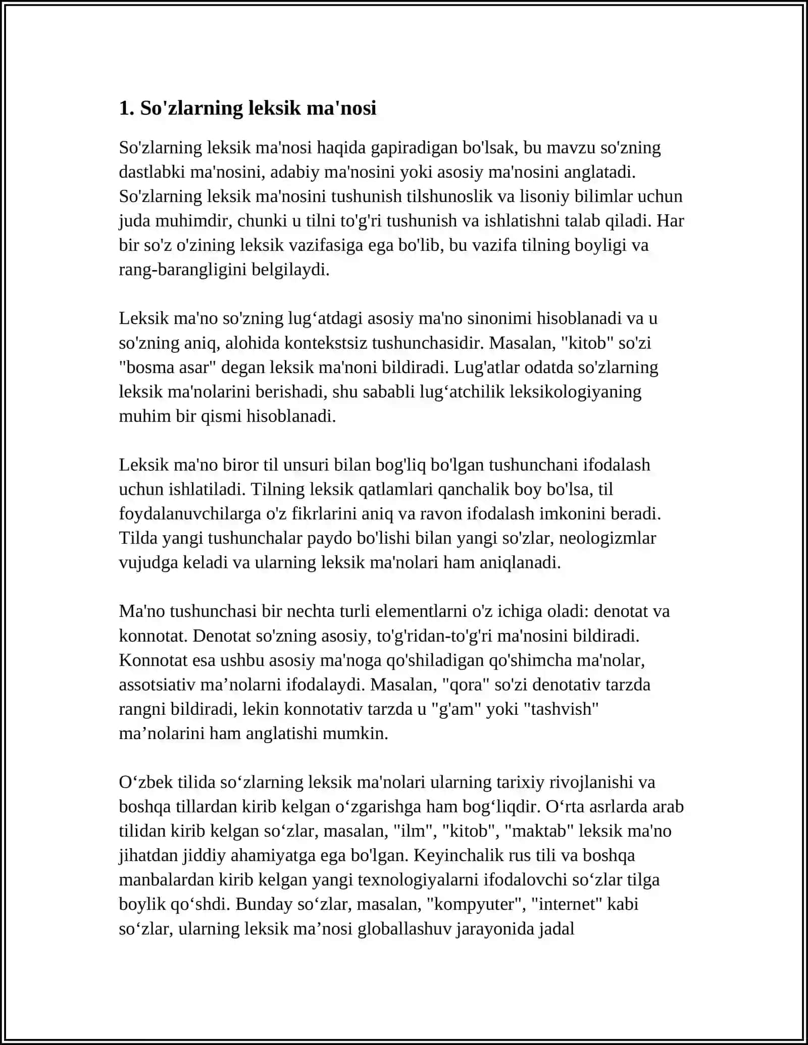 O'ZBEK TILIDA SO'ZLARNING SHAKL VA MANO MUNOSABATIGA KO'RA TURLARI 3