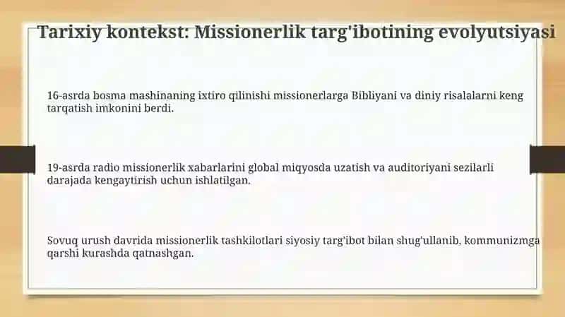 Missionerlik targ'ibotining modernizatsiyasi 3