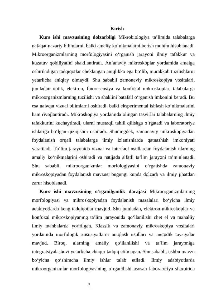 MIKROBIOLOGIYA FANIDA MIKROORGANIZMLAR MORFOLOGIYASINI O‘RGATISH UCHUN ZAMONAVIY MIKROSKOPIYA VOSITALARIDAN FOYDALANISH 3